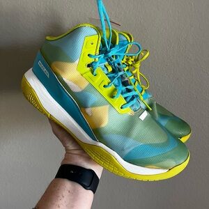 Moolah Kicks Women's Phantom 1 basketball sneaker shoes Paintshop Green/Blue 9.5